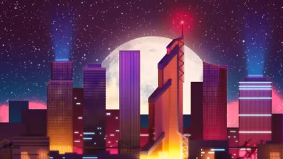 Calm Vibrant Wallpaper Space Wallpaper 4K 3840x2160 A, Vibrant, 4K, Ultra, Hd, Artistic, Cityscape, With, Neon-lit, Skyscrapers, Under, Large, White, Ultrawide