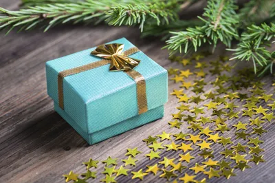Teal Gift Box Gold Bow Space Wallpaper 4K 2122x1415 Hd, Pc, Desktop, Wallpaper:, Featuring, A, Teal, Gift, Box, Gold, Bow, Surrounded, Gray, Pink, White, Landscape, Full HD