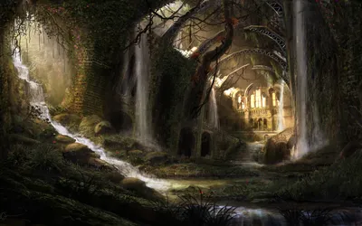Golden Post Wallpaper Nature Wallpaper 4K 2925x1828 Hd, Desktop, Wallpaper:, Featuring, A, Post-apocalyptic, Sci-fi, Scene, Cascading, Waterfalls, Among, Ancient, Brown, Ultrawide, QHD