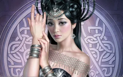 Fantasy Portrait Asian Woman Adorned Fantasy Wallpaper 4K 1920x1200 A, Stunning, Fantasy, Portrait, Of, An, Asian, Woman, Adorned, Intricate, Silver, Jewelry, White, Gray, Ultrawide, Full HD