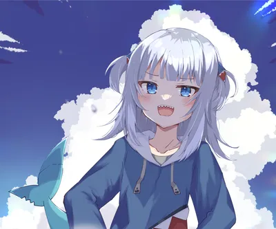 Hololive Gawr Gura Abstract Wallpaper 4K 2249x1874 Hololive, Gawr, Gura, Anime, Virtual, Youtuber, Hd, Desktop, White, Blue, Square, Full HD