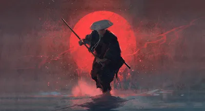 Radiant Fantasy Wallpaper Space Wallpaper 4K 1981x1080 Hd, Fantasy, Wallpaper, Featuring, An, Oriental, Warrior, Or, Samurai, Standing, Front, Large, Red, Ultrawide, Full HD