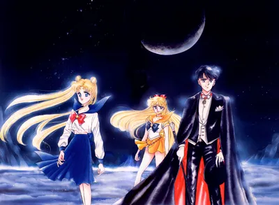 Anime Sailor Moon Space Wallpaper 4K 1594x1166 Hd, Anime, Desktop, Wallpaper, Featuring, Sailor, Moon, Characters, Under, Dark, Sky, Crescent, Gray, White, Landscape