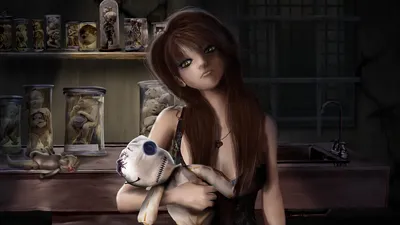 Dark Fantasy Creepy Black/Dark Wallpaper 4K 1920x1080 A, Dark, Fantasy, Hd, Desktop, Wallpaper, Featuring, Creepy, Doll-like, Girl, Holding, Eerie, Gray, Ultrawide, Full HD