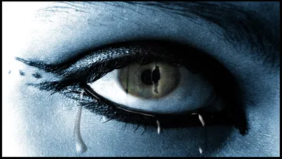 Close Crying Eye Dark Somber Black/Dark Wallpaper 4K 1920x1080 Close-up, Of, A, Crying, Eye, With, Dark, Somber, Tones, Conveying, Themes, Death, White, Gray, Ultrawide, Full HD