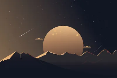 Vibrant Artistic Wallpaper Nature Wallpaper 4K 3840x2560 An, Artistic, Minimalist, Hd, Wallpaper, Featuring, A, Large, Moon, Night, Sky, Stars, Brown, Gray, Landscape, 4K