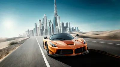 Bold Orange Wallpaper World Wallpaper 4K 2560x1440 Orange, Ferrari, Laferrari, Supercar, Speeds, Along, A, Highway, Dubai, Skyline, Burj, Khalifa, Gray, Brown, Ultrawide, QHD