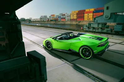 Vibrant Green Supercar Industrial Cars Wallpaper 4K 4096x2731 A, Vibrant, Green, Lamborghini, Huracan, Supercar, Is, Parked, Industrial, Railway, Tracks, Captured, Gray, Landscape, 4K