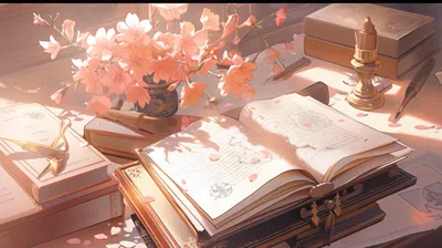 Serene Open Wallpaper Nature Wallpaper 4K 2184x1224 Hd, Desktop, Wallpaper:, Featuring, An, Open, Book, Surrounded, Blooming, Flowers, Vintage, Artifacts, White, Ultrawide, Full HD