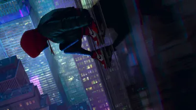 Bold Movie Wallpaper World Wallpaper 4K 3840x2160 Hd, Wallpaper:, From, The, Movie, Spider-man, Into, Spider-verse, Featuring, Overlooking, Neon-lit, Brown, Green, Ultrawide, 4k