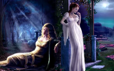 Captivating Fantasy Themed Two Fantasy Wallpaper 4K 2560x1600 A, Captivating, Fantasy-themed, Hd, Wallpaper, Featuring, Two, Enchanting, Women, One, Flowing, Gown, White, Ultrawide, QHD