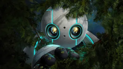 Curious Robot Peeking Lush Technology Wallpaper 4K 3840x2160 Hd, Desktop, Wallpaper:, Featuring, A, Curious, Robot, Peeking, Through, Lush, Green, Foliage, Gray, Ultrawide, 4k