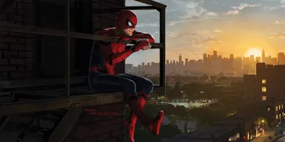 Radiant Spider Wallpaper World Wallpaper 4K 2160x1080 Spider-man, From, The, Movie, Homecoming, Sits, By, Window, Overlooking, City, Skyline, Gray, Ultrawide, Full HD