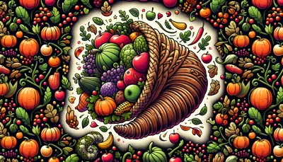 Vibrant Cornucopia Overflowing Fruits Vegetables Abstract Wallpaper 4K 3584x2048 Ultrawide, QHD