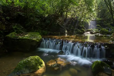 Calm Serene Wallpaper Nature Wallpaper 4K 2048x1367 Hd, Desktop, Wallpaper, Showcasing, A, Serene, Waterfall, Flowing, Over, Moss-covered, Rocks, Lush, White, Brown, Landscape, Full HD