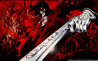 Alucard Hellsing Dressed Black/Dark Wallpaper 4K 1680x1050 Hd, Wallpaper, Featuring, Alucard, From, Hellsing., Dressed, In, Red, Vampire, Holds, White, Brown, Ultrawide