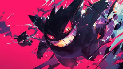 Dark Pok Wallpaper Abstract Wallpaper 4K 2912x1632 An, Hd, Desktop, Wallpaper:, Featuring, The, Pokémon, Gengar, Pok, Mon, Dynamic, Stylized, Red, Ultrawide, QHD