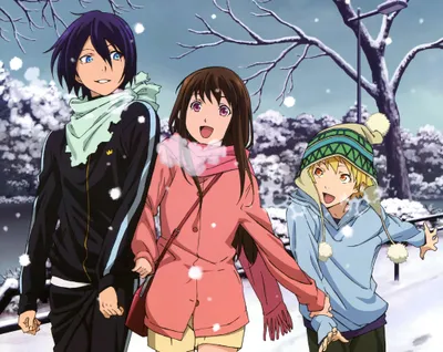 Hiyori Iki Yukine Yato Anime Nature Wallpaper 4K 4081x3246 Hd, Desktop, Wallpaper, Featuring, Hiyori, Iki, Yukine, And, Yato, Anime, Noragami, Enjoying, Gray, Pink, Square, 4K