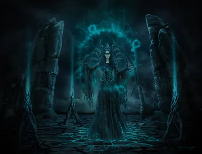 Dark Fantasy Gothic Witch Surrounded Fantasy Wallpaper 4K 3211x2451 A, Dark, Fantasy, Scene, Featuring, Gothic, Witch, Surrounded, Ethereal, Blue, Magic, Set, Black, Brown, Landscape, QHD