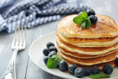 Serene Pancakes Wallpaper Abstract Wallpaper 4K 4288x2848 Pancakes, Surrounded, With, Fresh, Blueberries, White, Ultrawide, 4k