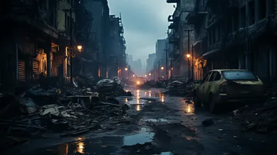 Golden Post Wallpaper World Wallpaper 4K 2912x1632 Hd, Wallpaper, Of, A, Post-apocalyptic, City, Scene, With, Deserted, Streets, Decaying, Buildings, Gray, Ultrawide, QHD