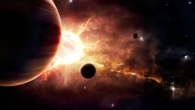 Golden Vivid Wallpaper Space Wallpaper 4K 3840x2160 A, Vivid, 4k, Ultra, Hd, Sci-fi, Space, Scene, Featuring, Large, Planet, Bright, White, Ultrawide