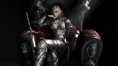 Dark Female Wallpaper Fantasy Wallpaper 4K 1920x1080 A, Female, Warrior, In, Ornate, Armor, Sits, On, Grand, Throne, Holding, Sword, White, Gray, Ultrawide, Full HD