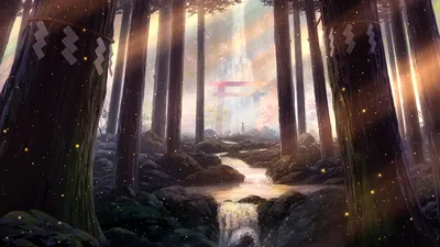 Anime Forest Serene Shrine Nature Wallpaper 4K 1920x1082 Hd, Desktop, Wallpaper, Of, An, Anime, Forest, With, Serene, Shrine, Sunlight, Filters, White, Gray, Ultrawide, Full HD