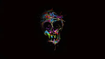 Colorful Abstract Skull Abstract Wallpaper 4K 3840x2160 A, Colorful, Abstract, Skull, Glows, Vividly, Against, Dark, Striking, Ultra, Desktop, Red, Brown, Ultrawide, 4K