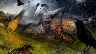 Vivid Dark Wallpaper Fantasy Wallpaper 4K 1920x1080 Dark, Fantasy, Hd, Pc, Desktop, Wallpaper, Depicting, A, Mysterious, Skeletal, Figure, Ram, Brown, Gray, Ultrawide, Full HD