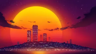 Sleek Sci Wallpaper World Wallpaper 4K 7680x4320 8k, Ultra, Hd, Pc, Desktop, Wallpaper, A, Sci-fi, Sci, City, Skyline, Glowing, Purple, Yellow, Ultrawide, 4K