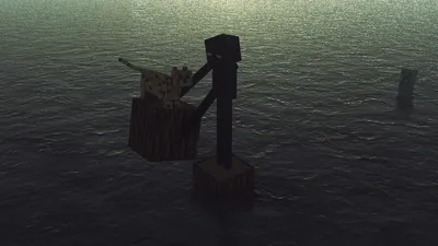 Serene Minecraft Wallpaper Games Wallpaper 4K 1920x1080 Hd, Desktop, Wallpaper, From, Minecraft, Featuring, An, Enderman, Ocelot, Standing, Water, Sunset, Black, Ultrawide, Full HD