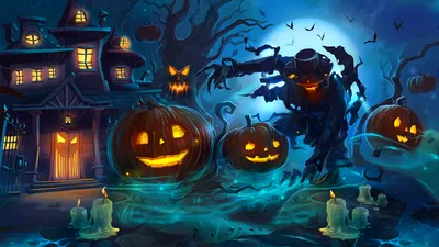 Halloween Themed Haunted House Black/Dark Wallpaper 4K 1920x1080