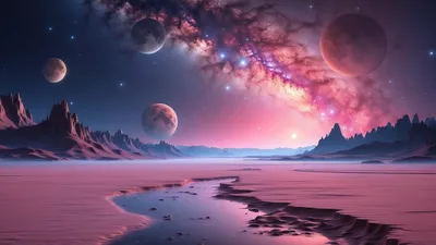 Alien Planet Landscape Multiple Space Wallpaper 4K 2560x1440 Hd, Pc, Desktop, Wallpaper, Of, An, Alien, Planet, Landscape, Featuring, Multiple, Moons, Gray, Ultrawide, QHD