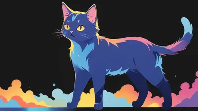 Golden Colorful Wallpaper Abstract Wallpaper 4K 1920x1080 Colorful, Drawing, Of, A, Blue, Cat, With, Bright, Yellow, Eyes, Dark, Above, Brown, Ultrawide, Full HD