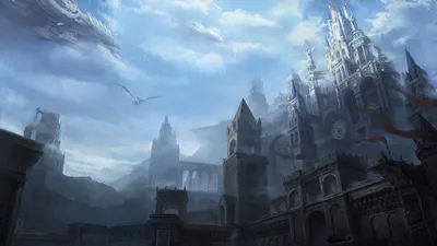 Fantasy Cityscape Towering Castles Fantasy Wallpaper 4K 1920x1081 Hd, Pc, Desktop, Wallpaper, Featuring, A, Fantasy, Cityscape, Towering, Castles, Under, Dynamic, Gray, Pink, Ultrawide, Full HD