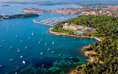 Vibrant Aerial Wallpaper World Wallpaper 4K 2560x1600 Aerial, View, Of, Rovinj, Featuring, Boats, Anchored, In, Clear, Blue, Waters, Near, Brown, Gray, Ultrawide, QHD