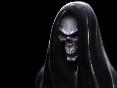 Definition Dark Menacing Grim Reaper Black/Dark Wallpaper 4K 2048x1536 A, High-definition, Desktop, Wallpaper, Featuring, Dark, And, Menacing, Grim, Reaper, Skeletal, Face, Gray, White, Landscape, Full HD