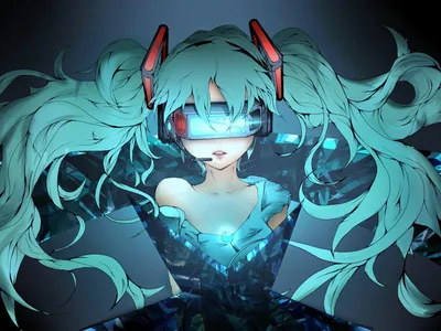 Anime Art Hatsune Miku Vocaloid Abstract Wallpaper 4K 1680x1260 Anime, Art, Featuring, Hatsune, Miku, From, Vocaloid, Portrayed, Long, Teal, Hair, Futuristic, Gray, Landscape