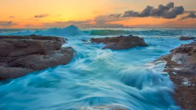 Ocean Sunset Nature Wave Nature Wallpaper 4K 3840x2160 White, Gray, Pink
