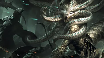 Fantasy Medusa Serpentine Fantasy Wallpaper 4K 1918x1078 Hair, Ultrawide