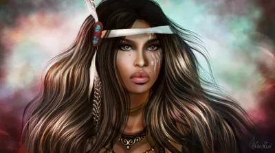 Serene Close Wallpaper Abstract Wallpaper 4K 2048x1145 A, Close-up, Of, Fantasy, Warrior, Adorned, With, Feathered, Headband, Showcasing, Striking, Features, White, Ultrawide, Full HD