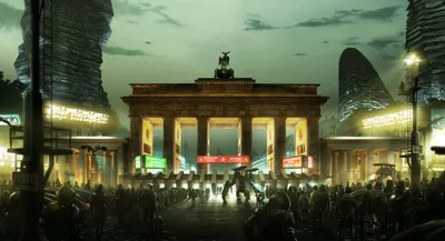 Depicting Brandenburg Gate Berlin Space Wallpaper 4K 5510x2986 Ultrawide, 4k