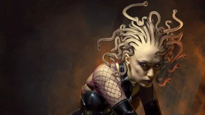 Fantasy Medusa Serpentine Hair Fantasy Wallpaper 4K 1918x1078 Hair, Ultrawide