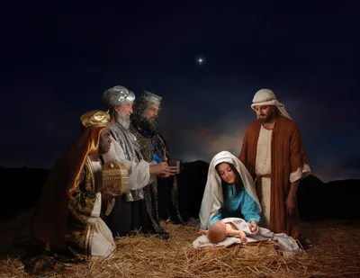 Nativity Holy Family Three Wise Nature Wallpaper 4K 6898x5328 Square, 4k