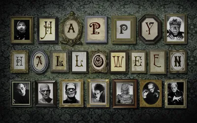 Halloween Spooky Happy Sign Black/Dark Wallpaper 4K 1918x1198 Ultrawide