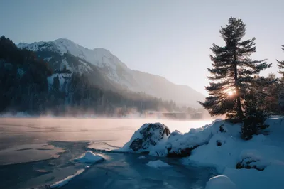 Frozen Lake Winter Nature Wallpaper 4K 2208x1471 Full HD, Ultrawide