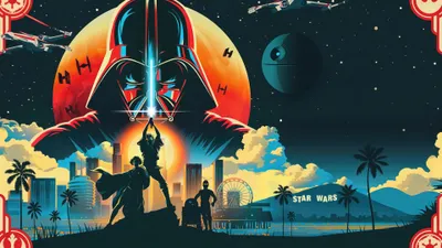 Sleek Star Wallpaper Space Wallpaper 4K 3840x2160 (star, Wars), 4K, Ultra, Hd, Pc, Desktop, Wallpaper/background, Retro, Scene, Darth, Vader, Orange, Purple, Red, Ultrawide