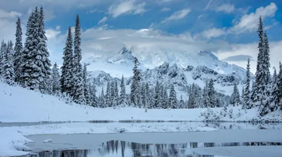 Snow Covered Mount Rainier Nature Wallpaper 4K 6142x3428 Snow-covered, Ultrawide, 4k