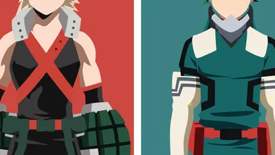 Minimalist Split Anime Portraits Katsuki Minimal Wallpaper 4K 1920x1080 Minimalist, Hd, Pc, Wallpaper, Split, Anime, Portraits, Katsuki, Bakugou, Left, Izuku, Midoriya, Green, Red, White, Ultrawide, Full HD